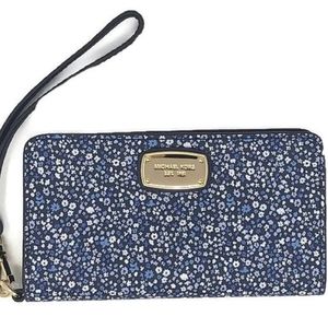 Michael Kors Slim wristlet blue floral guc